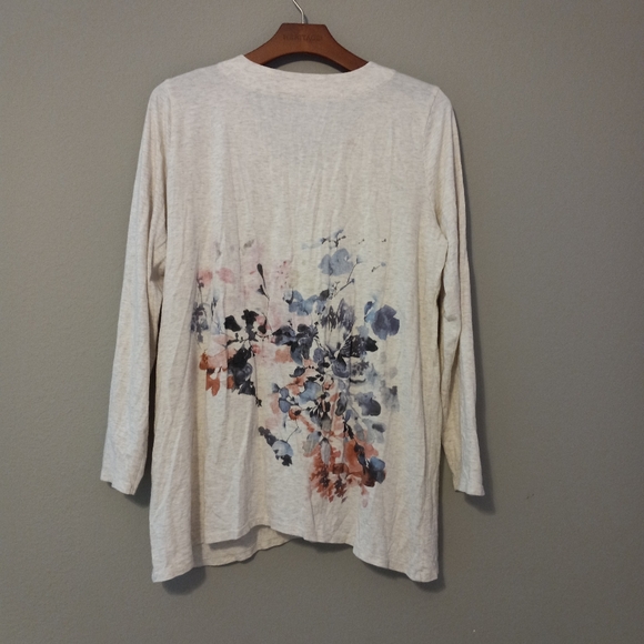 J.Jill M Cotton Long Sleeved Floral Print Pullover Top - Picture 4 of 7